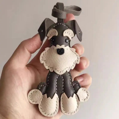 Sheepskin Handmade Real Leather Cute Teddy Dog Bag Charm KeyChain Gift Cute Decoration For Bags Exquisite Charm Bag Accessories