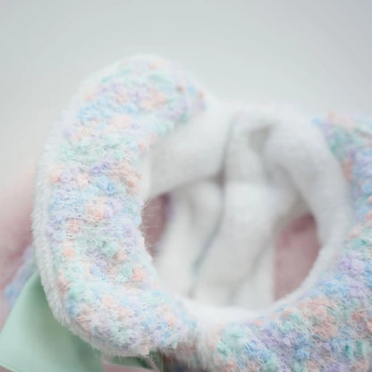 Pet Colorful Bow Set Skirt Autumn/Winter Bow Plush Coat Dress Warm Clothes Teddy Clothes Puppy Clothes for Small Dogs