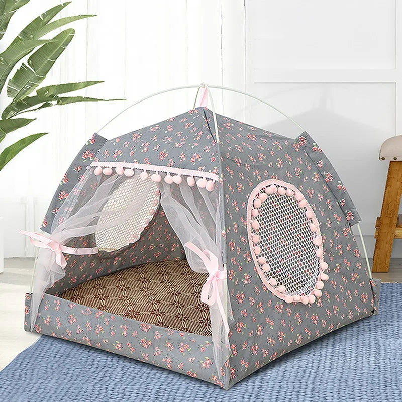 the DAINTY DOGHOUSE - Pet Dog/Cat Tent, Summer Cave Hut Cat/Dog, Sleep House for Kitten/Puppy, Playpen Cage Basket Kennel, Small Doghouse Bed Chihuahua