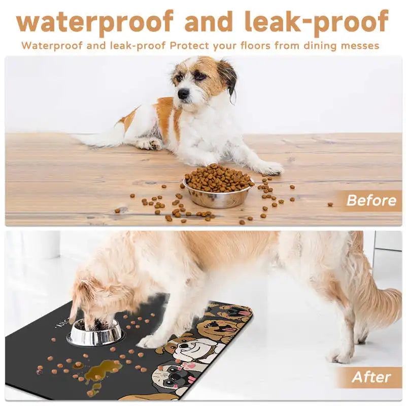 VIKAMA Cute Dog Anti-Dirt Pet Mat-Waterproof, Oil-Resistant, Food-Safe, Quick-Drying, Scratch-Resistant, Easy To Clean