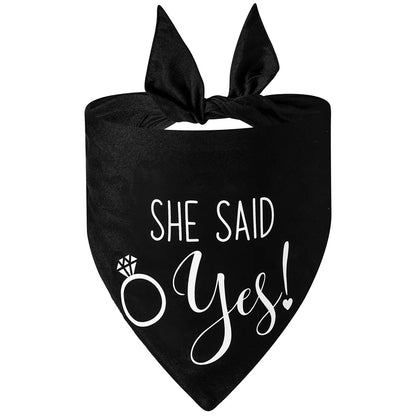 Sucado Style She Said Yes Best Dog Bandana for Wedding Engagement Announcement Gift Photo Prop Pet Scarf Accessories