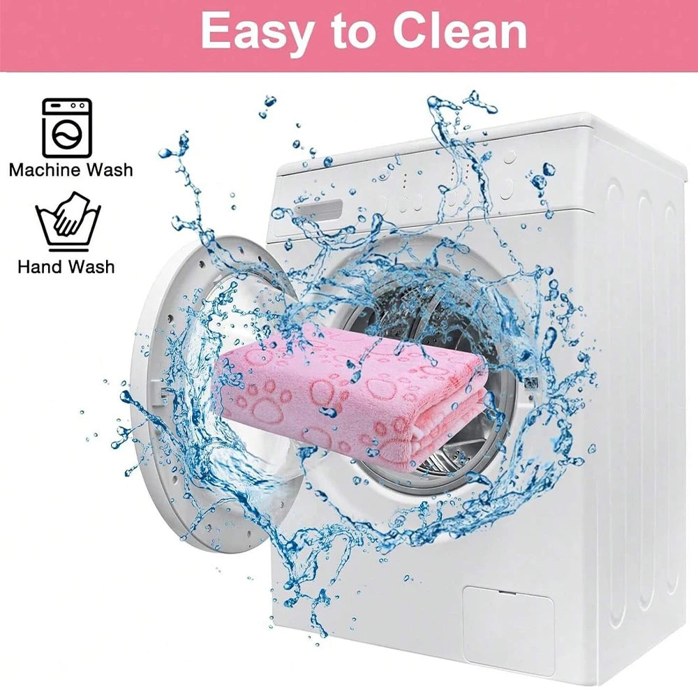 Pink Soft Fluffy Pet Blanket with Paw Print  Warm Comfortable Dog Cat Blanket Mat for Bed or Sofa High Quality Pet Accessories