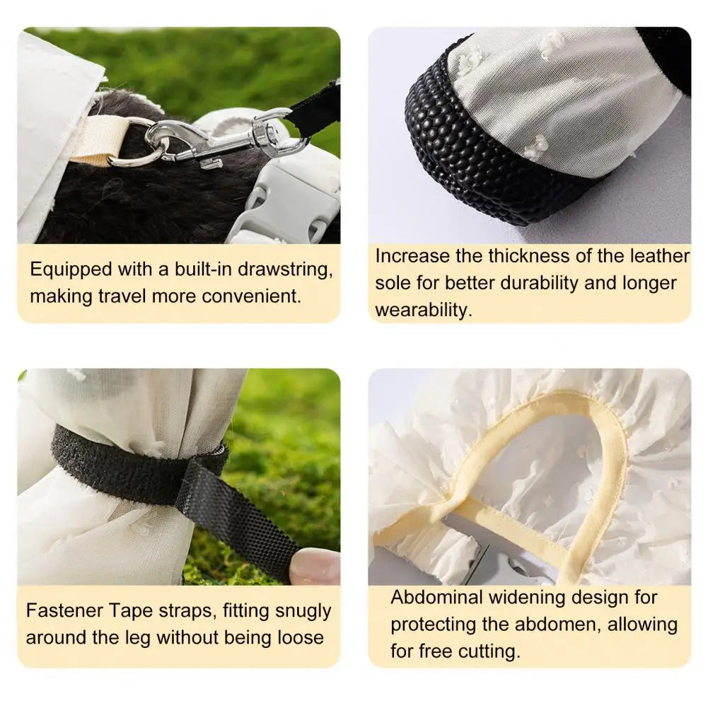 Pet Anti Dust Pants with Boots Waterproof Dog Paw Protector Shoes with Adjustable Suspender for Outdoor for Small for Dogs
