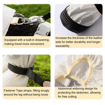 Pet Anti Dust Pants with Boots Waterproof Dog Paw Protector Shoes with Adjustable Suspender for Outdoor for Small for Dogs