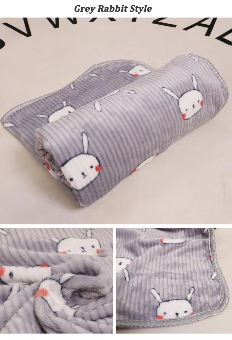 Soft Fluffy Flannel Dog Blanket Cute Cartoon Print Pet Bed Sheet Mat Warm Breathable Cat And Dog Sleeping Blankets Pet Supplies