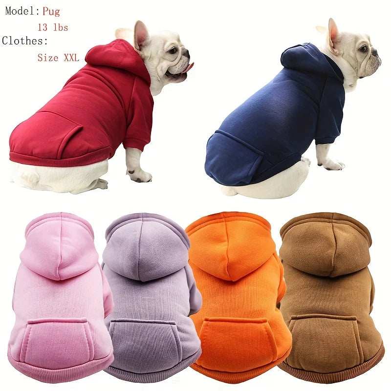 Dog Hoodie with Pockets - Warm Fleece Sweater for Small Dogs Like Chihuahuas (Cozy Coat, Machine Washable, Outdoor & Indoor Use)