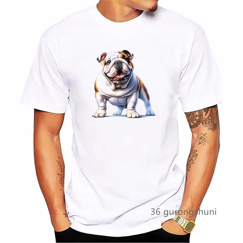 the BRITISH BULLDOG - British Bulldog Dog Animal Printed T-Shirt, Summer Fashion Short Sleeve T-Shirt