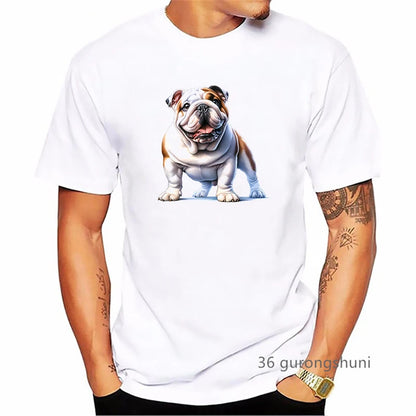 the BRITISH BULLDOG - British Bulldog Dog Animal Printed T-Shirt, Summer Fashion Short Sleeve T-Shirt