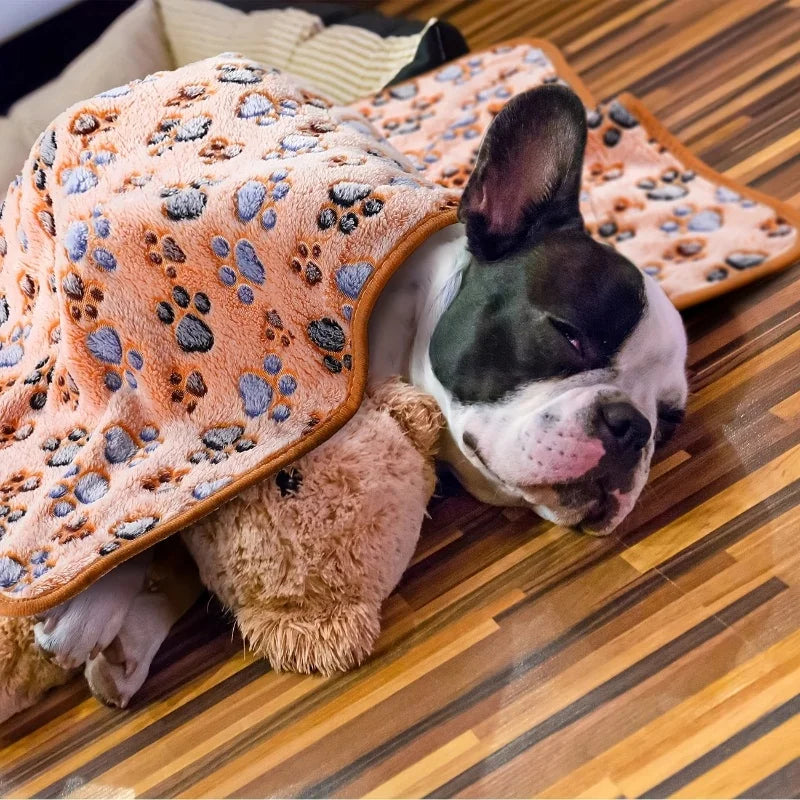 Soft Flannel Fleece Cat Dog Blanket Bed Mats Paw Foot Print Warm Pet Blanket Sleeping Beds Cover Mat For Dogs Cats Pets supplies