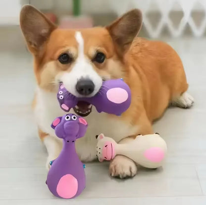1 Piece Fat Bellied Cartoon Fun Bite Resistant Latex Sound Dog Toy Purple Elephant White Cow Brown Optional