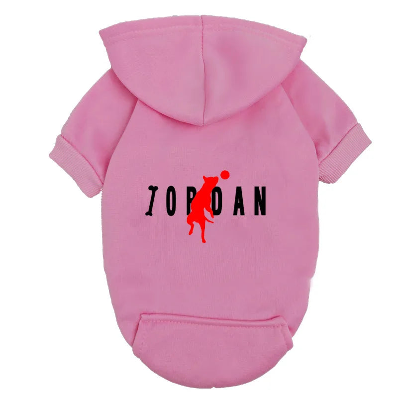 the PAWSPORT FLEECE HOODIE - "JOPDAN" Dog Hoodie for Small/Medium Dogs, Cute Sport Pattern Pet Sweatshirt, Warm Fleece Puppy Outfit Coat