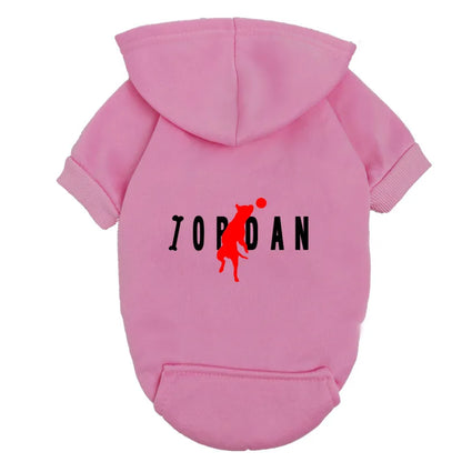 the PAWSPORT FLEECE HOODIE - "JOPDAN" Dog Hoodie for Small/Medium Dogs, Cute Sport Pattern Pet Sweatshirt, Warm Fleece Puppy Outfit Coat