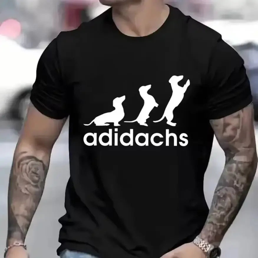 the ADIDACHS - New Men's T-Shirt, Dachshund Dog Lover T-Shirt, Graphic Tee Shirts, Oversized Men/Women T-Shirt, Harajuku Fashion Men's Shirts