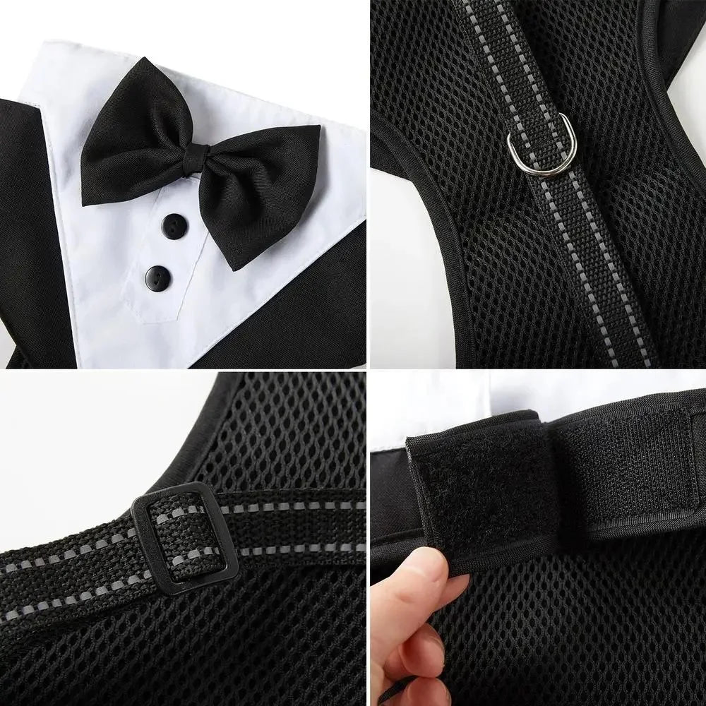 the DON JUAN DOG - Dog Tuxedo Costume, Formal Shirt Dog Wedding Black Jacket Suit, Pet Puppy Prince Ceremony Bow Tie Suit Small Dogs Cat Vest Clothes