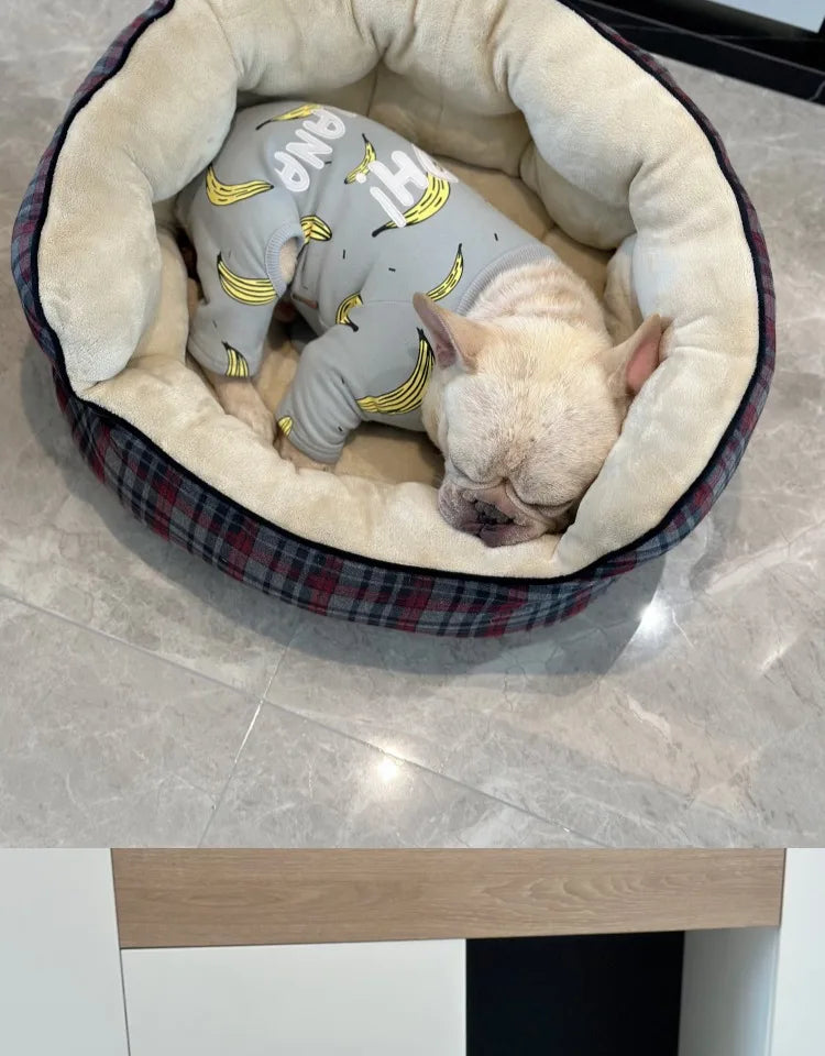 Deep Sleep Dog House High Back Warm Donut Bed for Small Medium Dogs Thick Plush Winter Bed for Teddy French Bulldog Puppies Cats