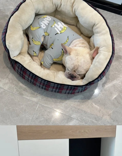 Deep Sleep Dog House High Back Warm Donut Bed for Small Medium Dogs Thick Plush Winter Bed for Teddy French Bulldog Puppies Cats