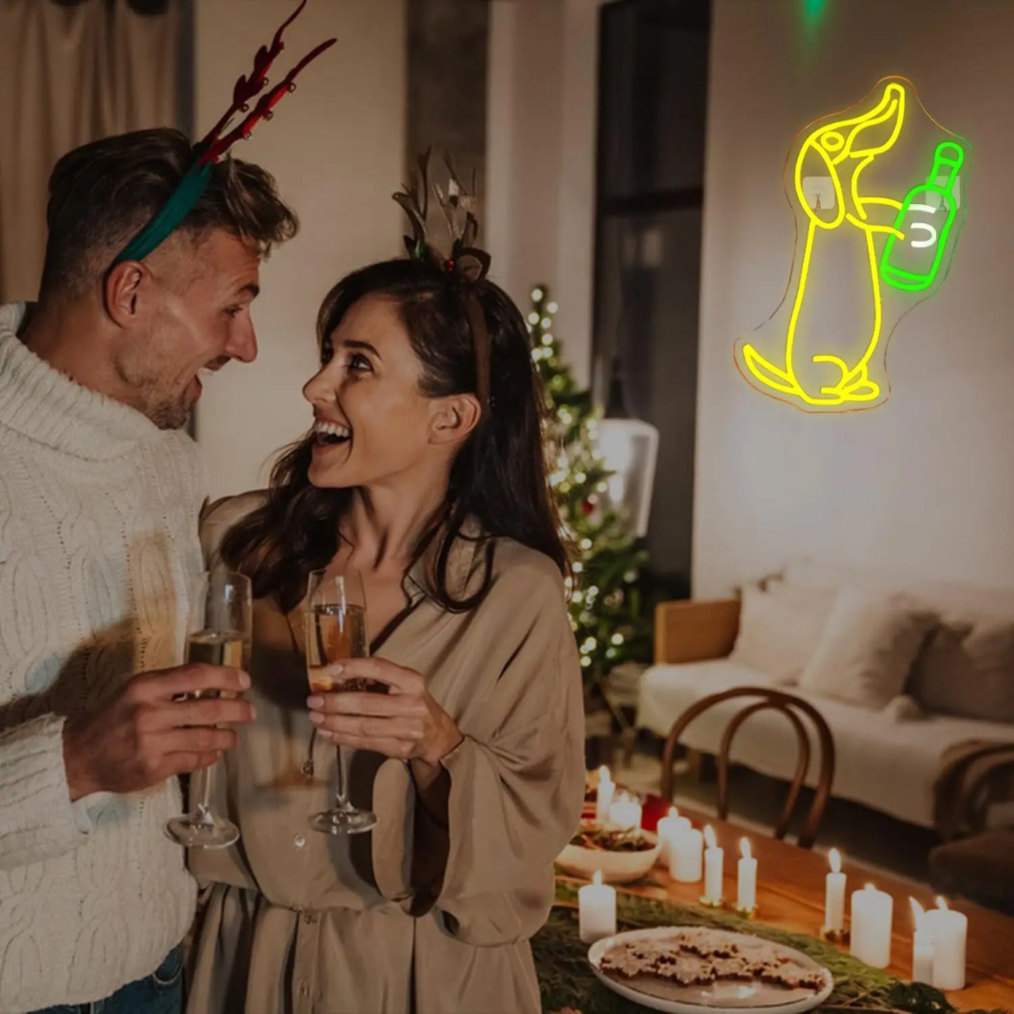 Dog Beer Neon Beer Signs for Wall Decor Bar Sign Animal Bar Light up for Bedroom Men Cave Birthday Party Home