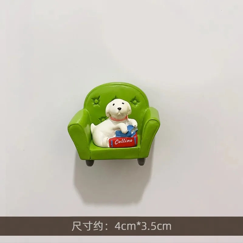 3D Fridge Magnet Puppy Cartoon Cat and Dog Refrigerator Stickers  Anti-theft Entrance Door Decorative Magnetic Creative Message