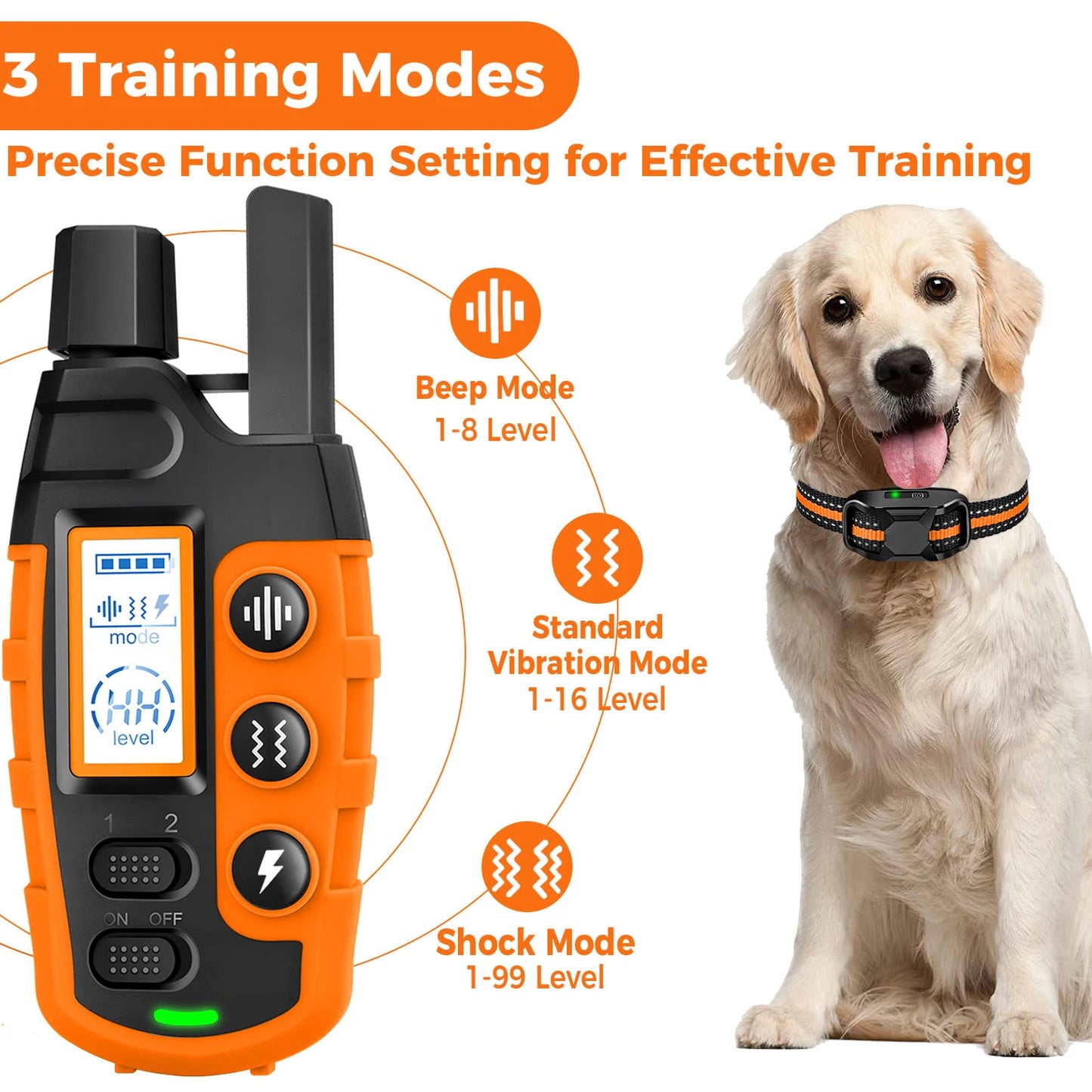 the ELECTRIC COLLAR - 3300Ft Electric Dog Training Collar Remote Control Waterproof Pet BehaviorFor 5-120lbs Puppy With Shock Vibration