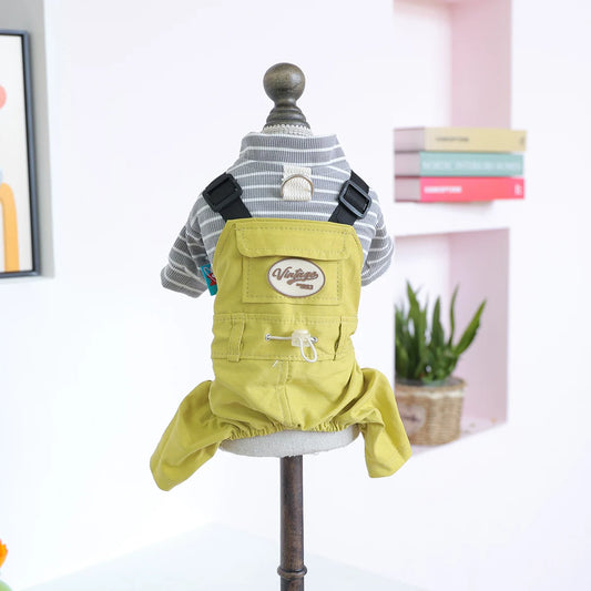 Pet Puppy Dog Clothes Casual Fashion Overalls Spring and Autumn Comfortable Onesie Dog Clothing Tooling Olive