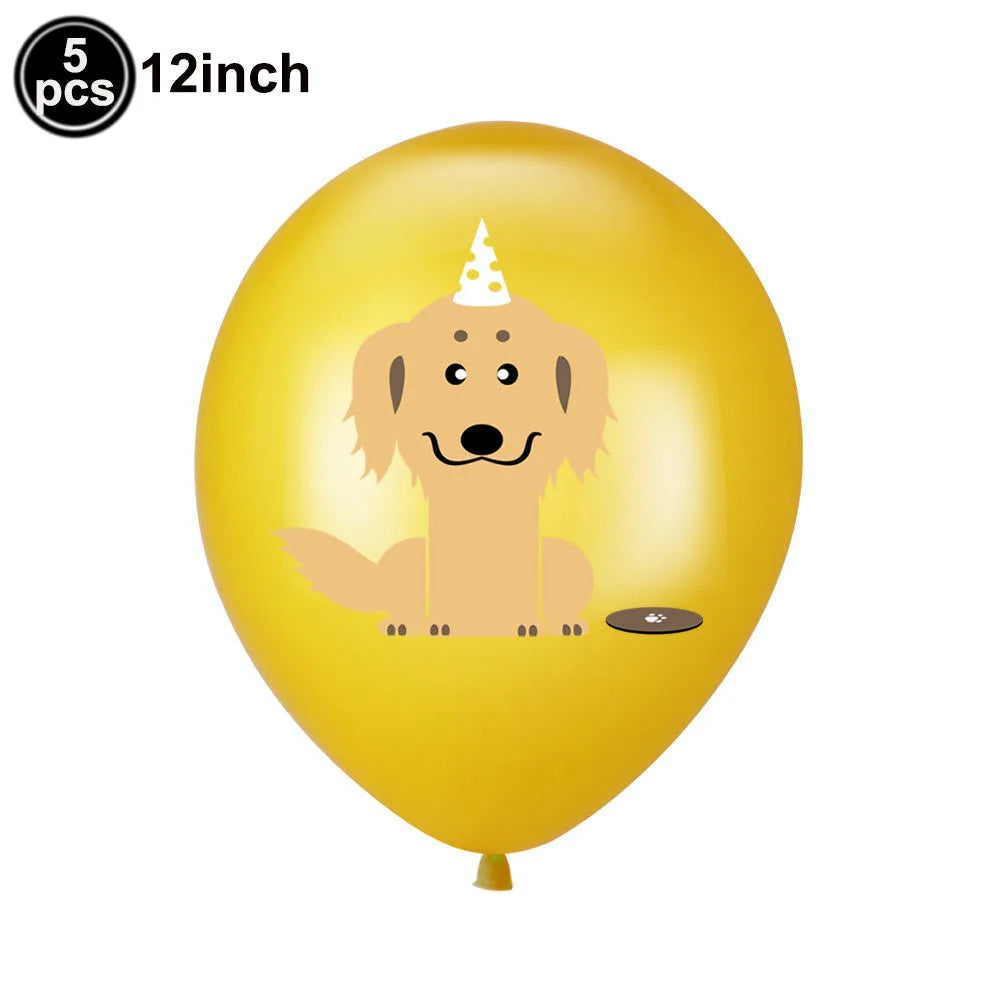 Dog Puppy Theme Party Tableware Color Paw Print Paper Cups Plates Banner 1st-3th Dog Birthday Party Baby Shower Decor