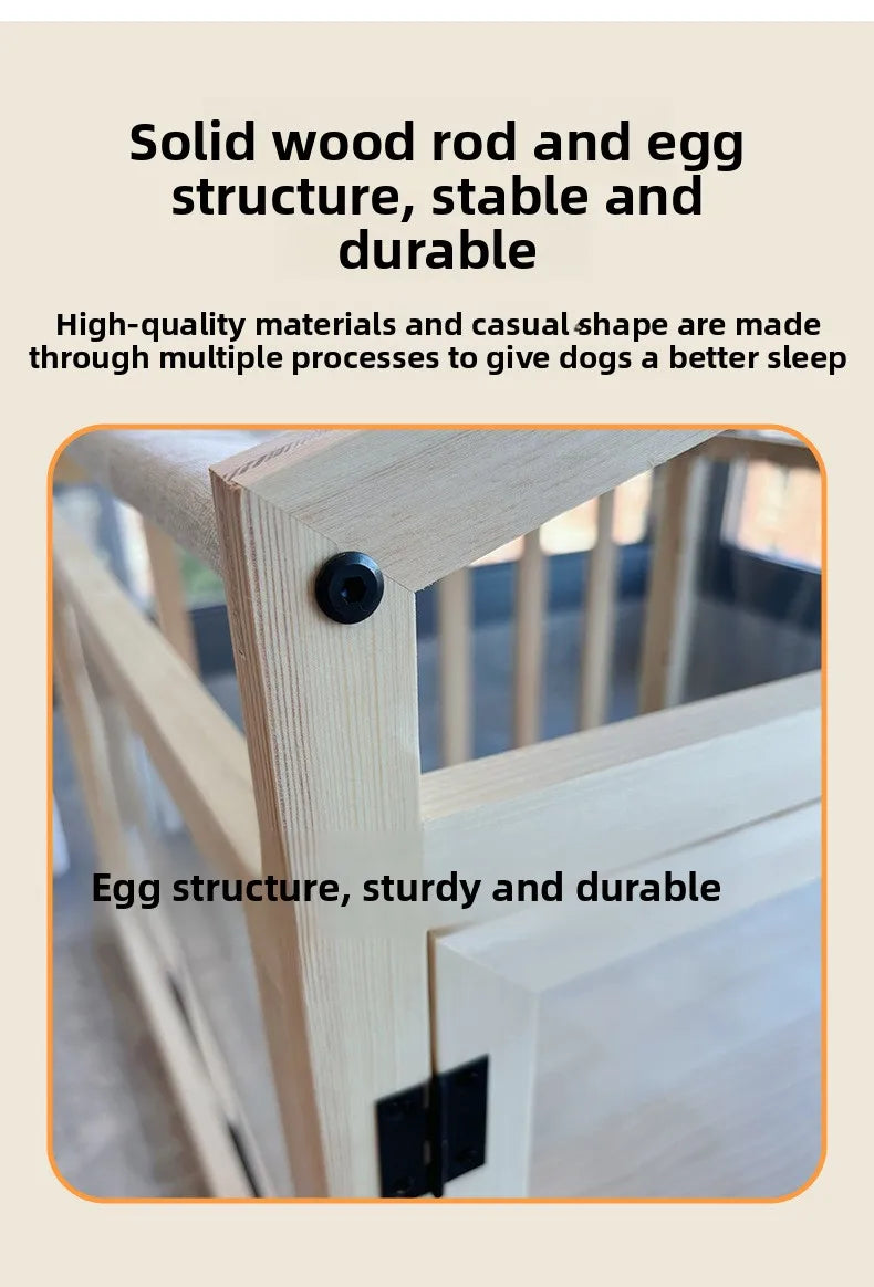 the WOODEN DOGHOUSE - Doghouse, Dog Cage, Wooden Enclosed Pet Fence for Small/Medium/Large Dogs, Indoor/Outdoor Kennel, Playpen Barrier