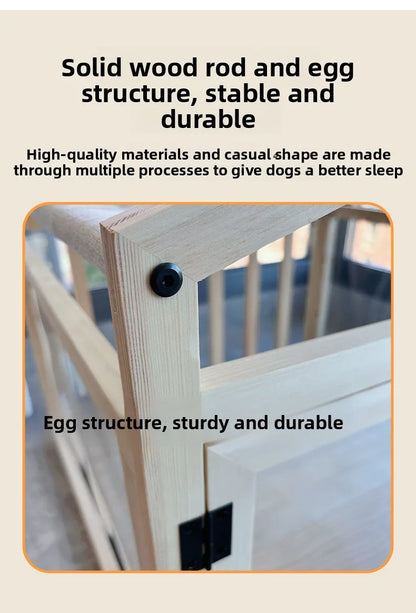 the WOODEN DOGHOUSE - Doghouse, Dog Cage, Wooden Enclosed Pet Fence for Small/Medium/Large Dogs, Indoor/Outdoor Kennel, Playpen Barrier