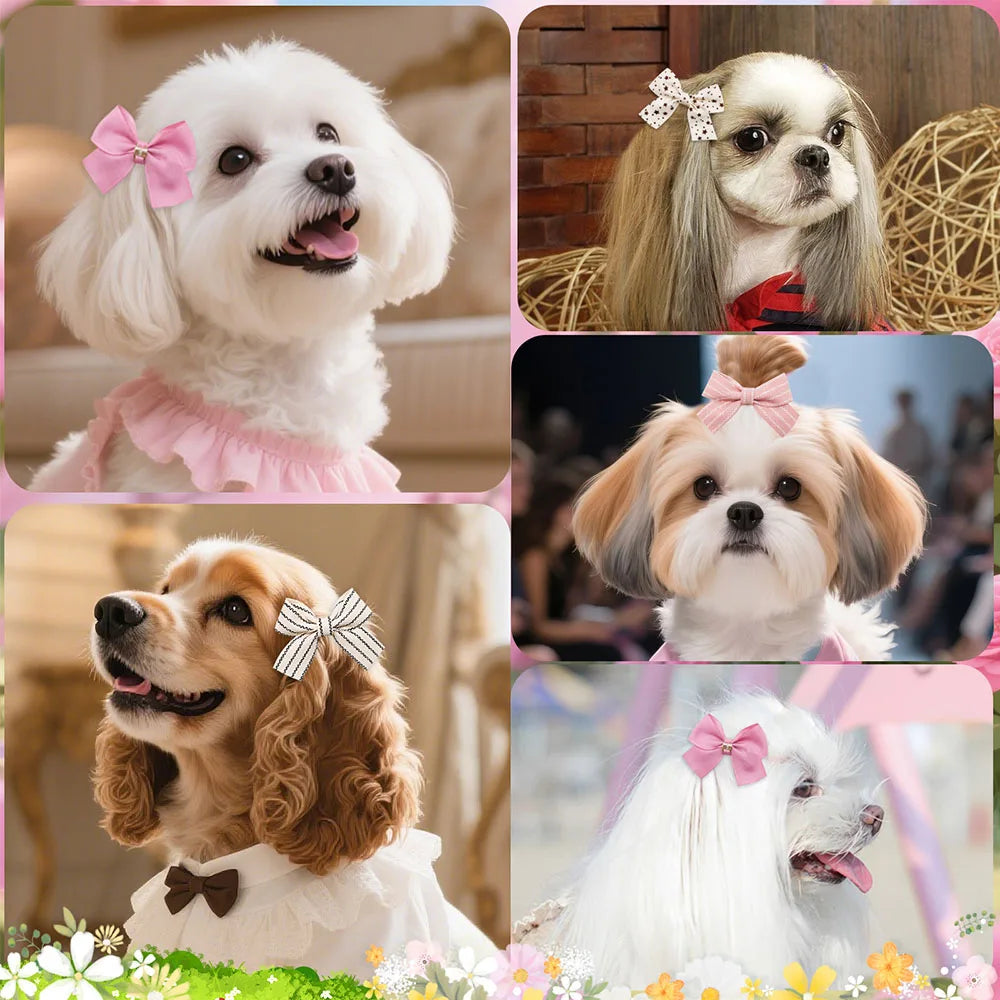 2PCS Cute Dog Hair Clips Multi-Style Dog Bows With Metal Clips Long-Hair Pet Hairpins For Large Dogs Pet Groomming Accessories