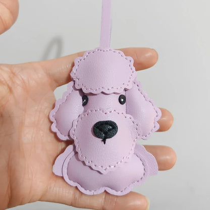 trendy cute kawaii cartoon leather Poodle dog bag charm pendant keychain animal backbag handbag decoration charm for women men