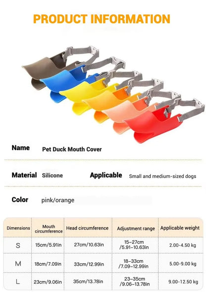 Dog Silicone Duck Muzzle For Pet Anti Bite Stop Barking Small Large Dog Mask Safe Adjustable Mouthpiece Cover Pet Accessories