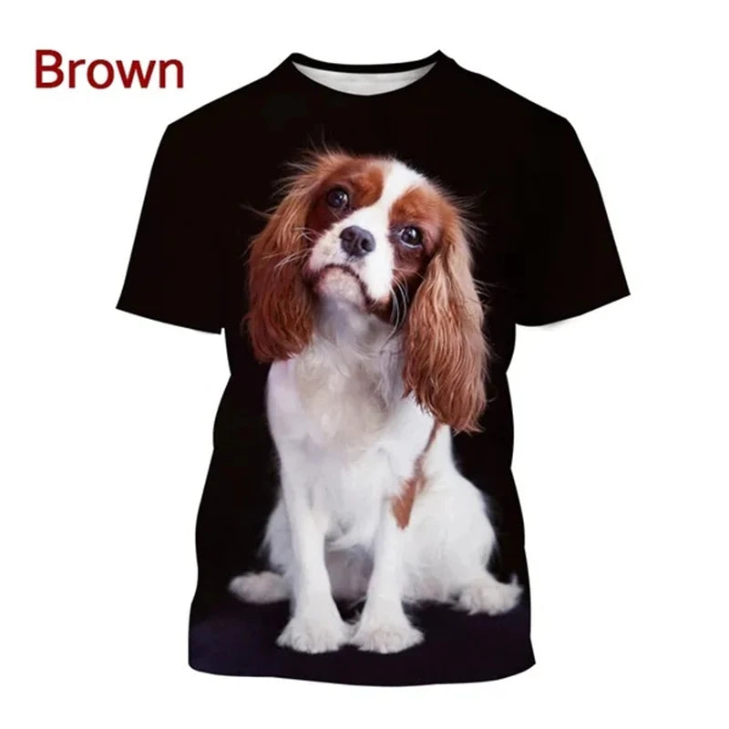 the COOL CAVALIER - Beautiful Cavalier Dog 3D Printed T-Shirt, King Charles Spaniel Fashion, Men/Women's Personality Hip Hop Casual T-Shirt Tees Tops