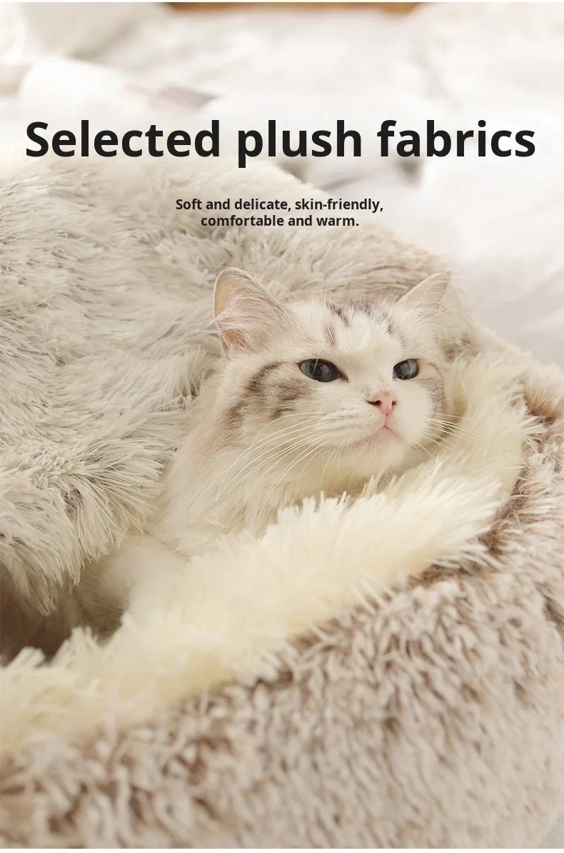 Cat Litter Crystal Plush Dog Kennel Plush Pet Kennel Shipping Deep Sleep Half Pack Warm Vacuum Round