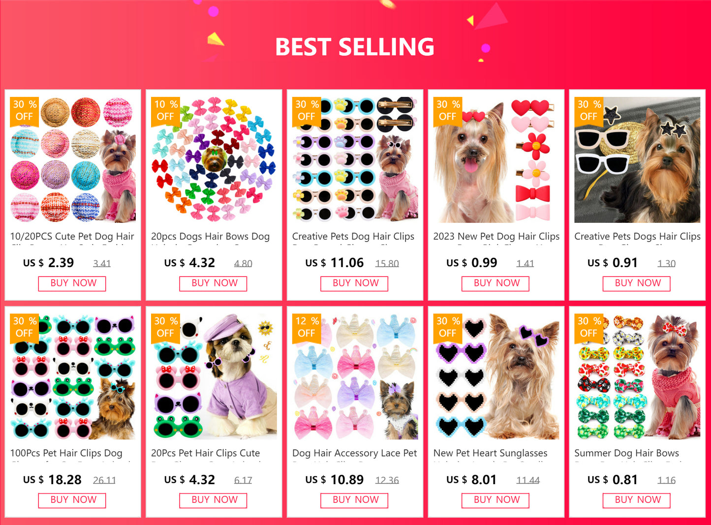 2PCS Solid Dog Bows Dog Hair Clips Pet Bowknot Doggly Hair Grooming Products For Puppy Kitten Dog Hair Barrette Pet Accessories