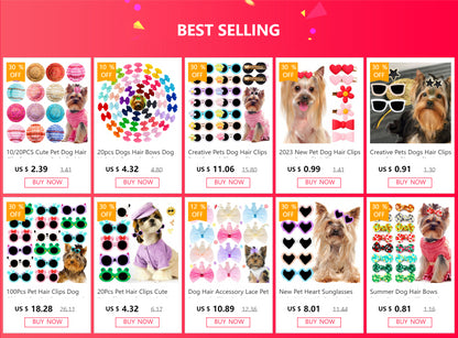 2PCS Solid Dog Bows Dog Hair Clips Pet Bowknot Doggly Hair Grooming Products For Puppy Kitten Dog Hair Barrette Pet Accessories