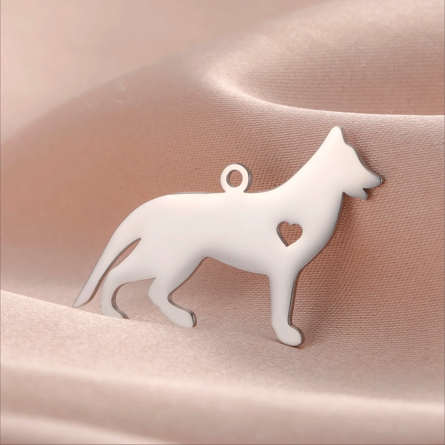 5 pieces/batch Cute Sausage Dog Wolf Pendant Stainless Steel DIY Earrings Bracelet Jewelry Fashion Jewelry Making