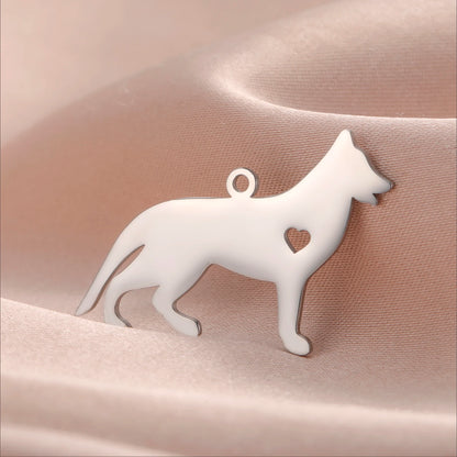 5 pieces/batch Cute Sausage Dog Wolf Pendant Stainless Steel DIY Earrings Bracelet Jewelry Fashion Jewelry Making