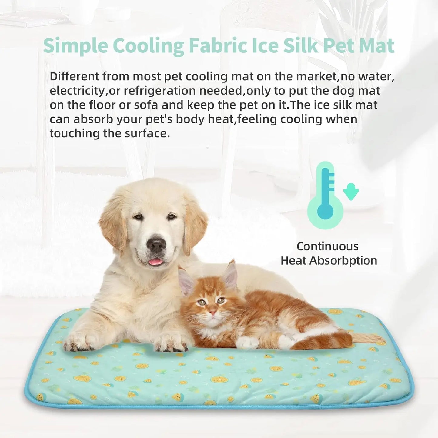 Pet Cooling Mat Ice Silk Cooling Mat with Pillow for Dogs Cats Portable Washable Pet Cooling Blanket, Car Seats, Beds for Summer