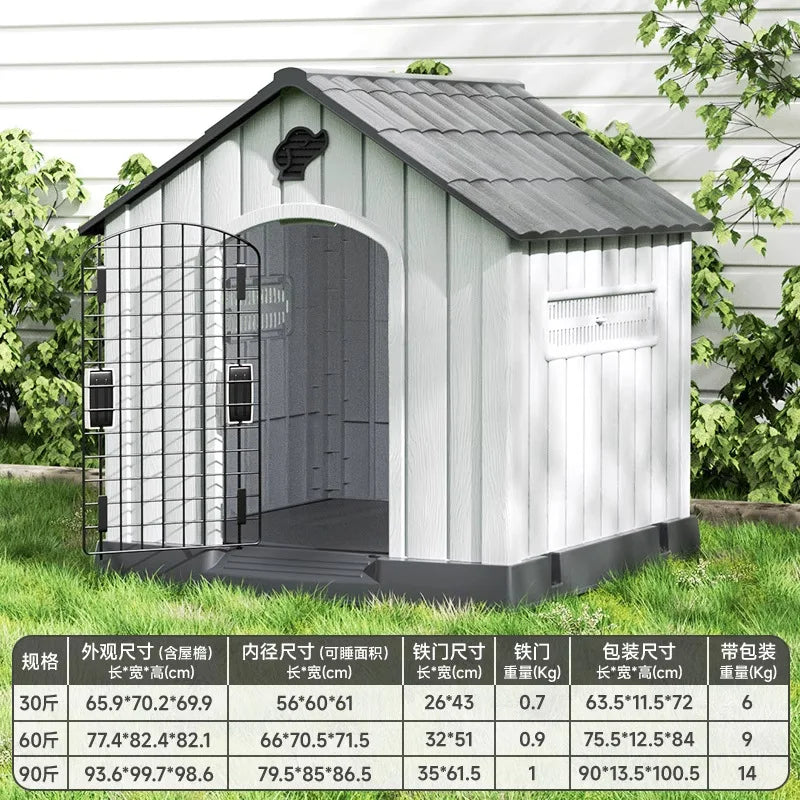 the HAPPY HOME - Kennel Outdoor Medium-Sized Dog Four-Season Universal Cold and Rain-Proof Pet Winter Doghouse, Villa Outdoor House Waterproof