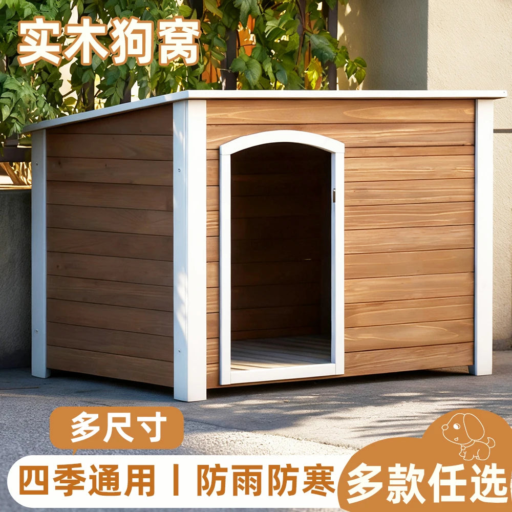 the GOOD DOG DOGHOUSE - Large Dog Kennel, Outdoor Semi-Enclosed Kennel, Winter Outdoor Doghouse, Rainproof and Cold-Proof Luxury Dog Villa