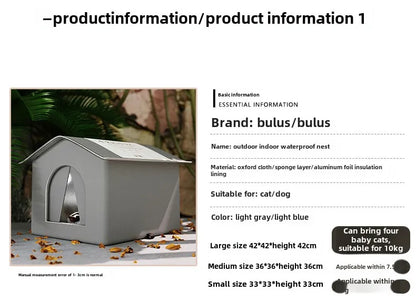 the STRAY HOUSE - Stray Cat/Doghouse, Waterproof Outdoor Winter Warm Pet Cave, Sleeping Beds Home, Foldable Washable for Small Dog/Puppy Supplies