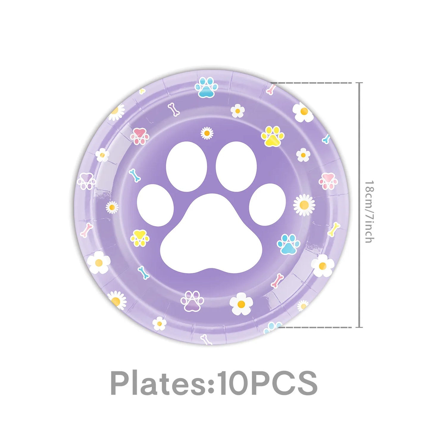 Dog Puppy Theme Party Tableware Color Paw Print Paper Cups Plates Banner 1st-3th Dog Birthday Party Baby Shower Decor