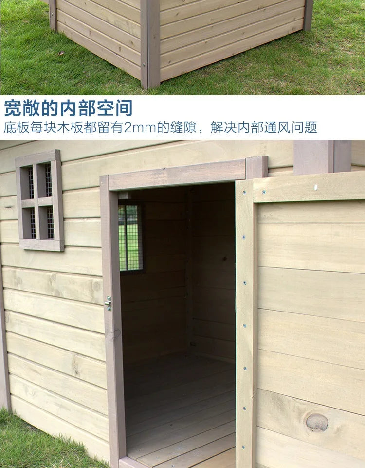 the DOGGY COTTAGE - Outdoor Solid Wood Doghouse, Kennel Indoor Large, Medium and Small Dogs, Outdoor Small, Medium and Large Courtyard Universal