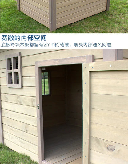 the DOGGY COTTAGE - Outdoor Solid Wood Doghouse, Kennel Indoor Large, Medium and Small Dogs, Outdoor Small, Medium and Large Courtyard Universal