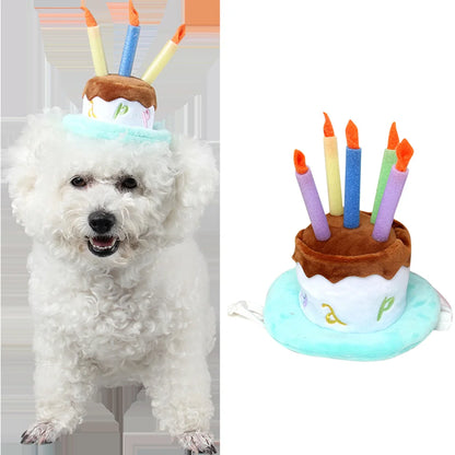 the CANDLE CAKE CROWN - Comfortable Pet Birthday Hat, Cartoon Style Adjustable Under Chin Strap for Dog/Cat Party - Photo Events, Dog Birthday Hat