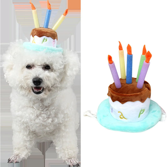 the CANDLE CAKE CROWN - Comfortable Pet Birthday Hat, Cartoon Style Adjustable Under Chin Strap for Dog/Cat Party - Photo Events, Dog Birthday Hat