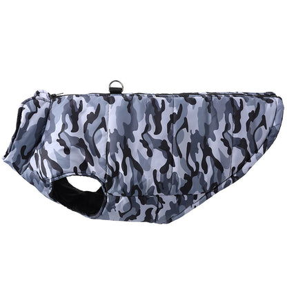 Winter Warm Big Dog Clothes Camouflage Sleeveless Pet Vest Jacket Windproof Large Dog Coat Zipper D-ring 4XL-6XL Puppy Outfits