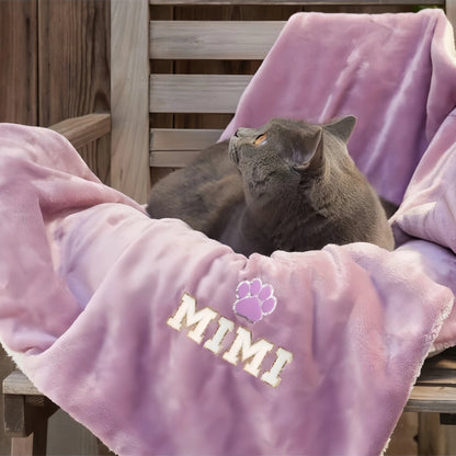 Pet Custom Name Blanket, Personalized Dog Name Blanket, Dog Memorial Blanket, Warm Dog Blanket,Letter color random