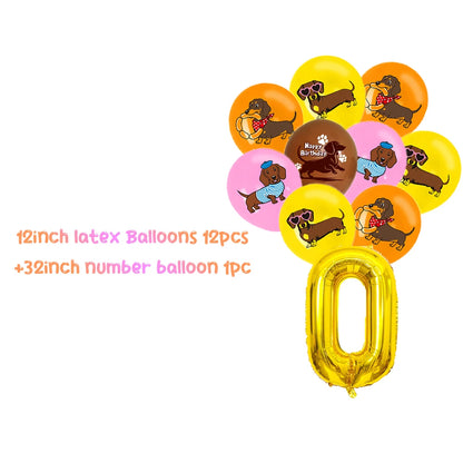 Cute Dachshund Theme Birthday Party Decorations Lovely Puppy Backdrop Cake Insert Banner Balloon Baby Shower Supplies Child Gift