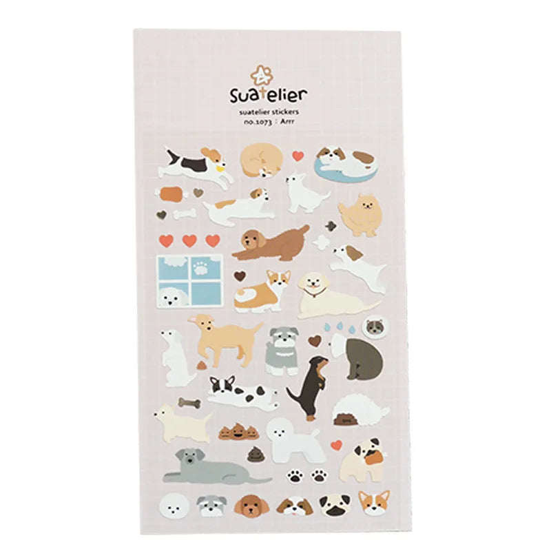 Korean Import Suatelier Cute Cartoon Dog Style Sticker Scrapbook Decoration PVC Stationery DIY Stickers School Office Supply