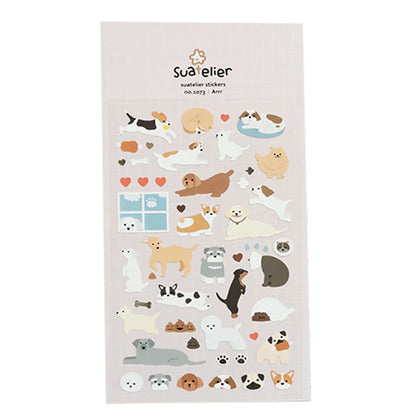 Korean Import Suatelier Cute Cartoon Dog Style Sticker Scrapbook Decoration PVC Stationery DIY Stickers School Office Supply